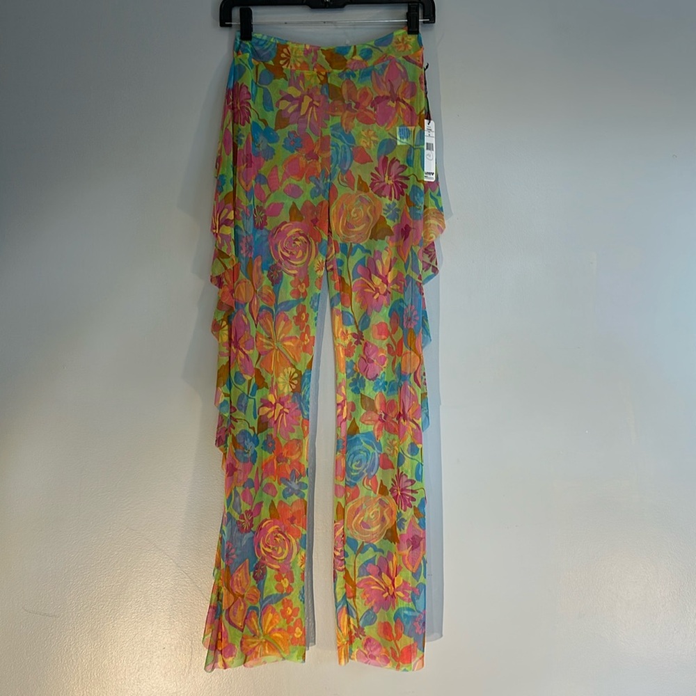NWT colorful beach cover up pants size medium